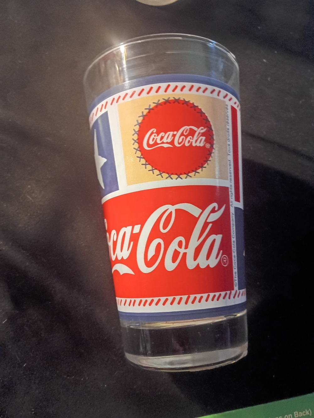 Coca Cola Glass with Red, Blue and White Logo Panels